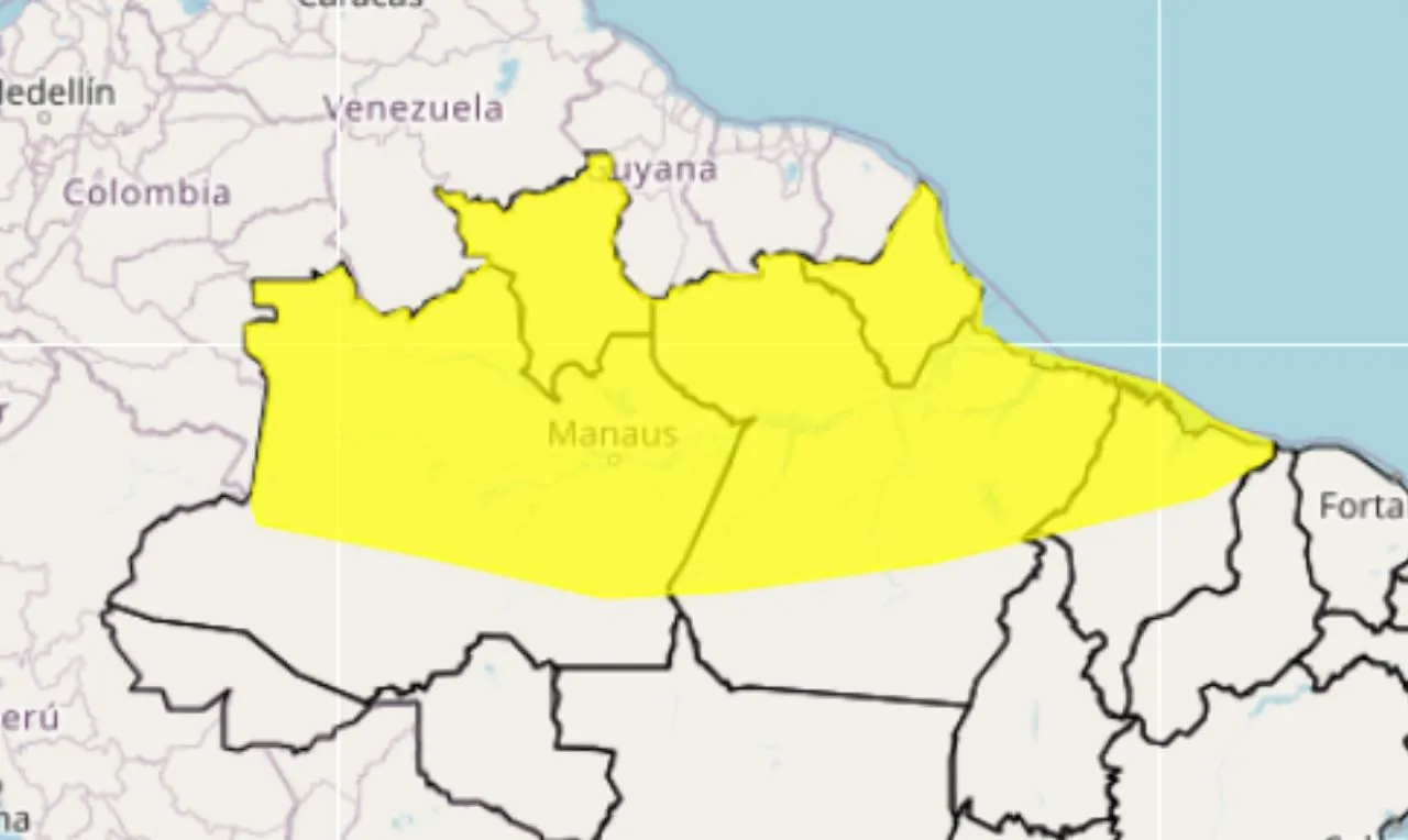 o mapa mostra as regi&otilde;es em &aacute;reas do norte e nordeste